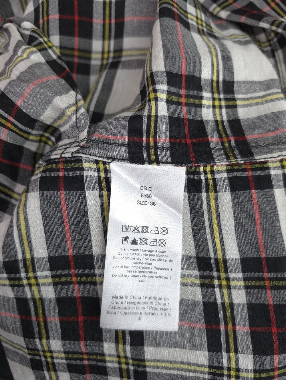 Ganni Silk Ivory Check Babydoll Mini Dress with Black and Red Tartan - Picture 9 of 13